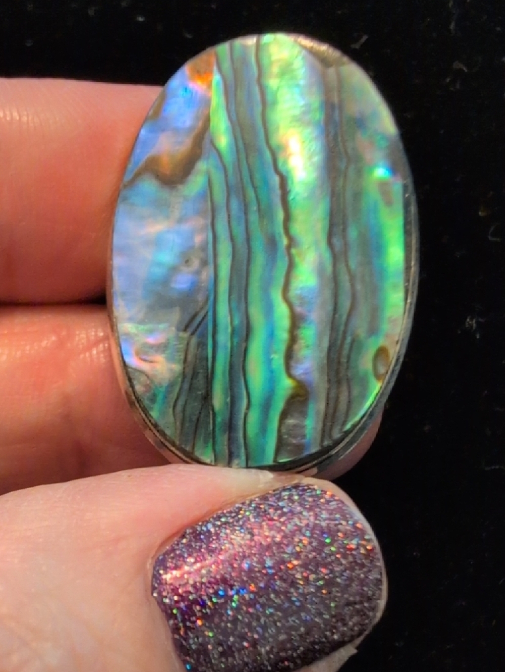 Oval Shaped Ring With Abalone